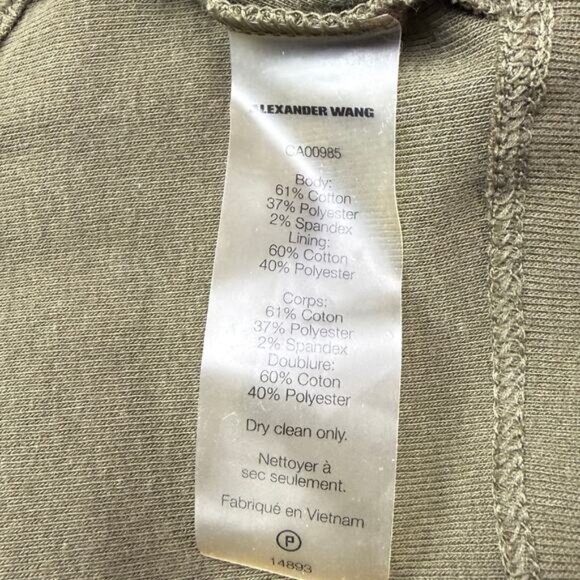 T By ALEXANDER WANG Perforated Jersey Tank Top Size Medium Military Green - Picture 5 of 6